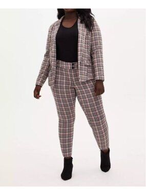 Torrid Pants Womens 20 Plaid Ankle Skinny Ponte Knit Mid Rise Work Career